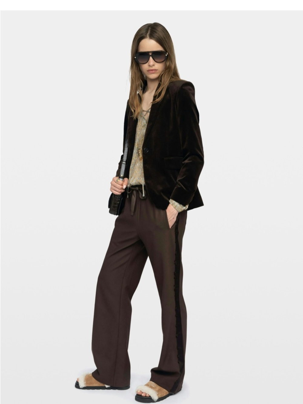 Zadig & Voltaire Chocolate Brown Wide-Leg Pull-On Pants